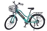 AKEZ 2020 Actualización 26 pulgadas Potente bicicleta eléctrica para mujeres bicicleta de montaña 350 W Motor 36V/13AH Batería de litio extraíble Ebike (verde)