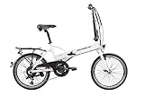 F.lli Schiano E- Sky Bicicleta eléctrica Plegable, Unisex Adulto, Blanca, 20'