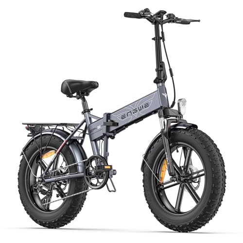 ENGWE Bicicleta Eléctrica Plegable, 20'×4.0' Fat Tire 7 Velocidades Bici Eléctrica de 48V 13Ah Batería Extraíble Alcance hasta 50-120km, E-bike para Todo Terreno, MTB, Playa y Nieve (Gris-2)