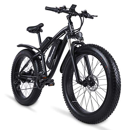 Shengmilo Bicicleta de Montaña Eléctrica Bicicletas Eléctricas para Adultos Motor sin Escobillas 1000W, con 48V 17Ah Batería de Litio,Instrumento LCD Central,Shimano 21 Velocidades
