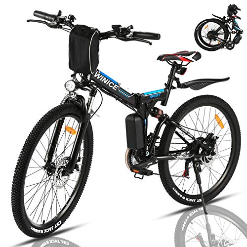 VIVI Bicicleta Electrica Plegable 350W Bicicleta Eléctrica Montaña, Bicicleta Montaña Adulto Bicicleta Electrica Plegable 26', Batería de 8 Ah, 32 km/h Velocidad MÁX (Azul-350W)