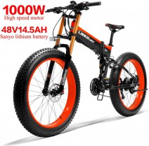 LANKELEISI 750PLUS 48V14.5AH 1000W Motor Bicicleta eléctrica con Todas Las Funciones 26» roja